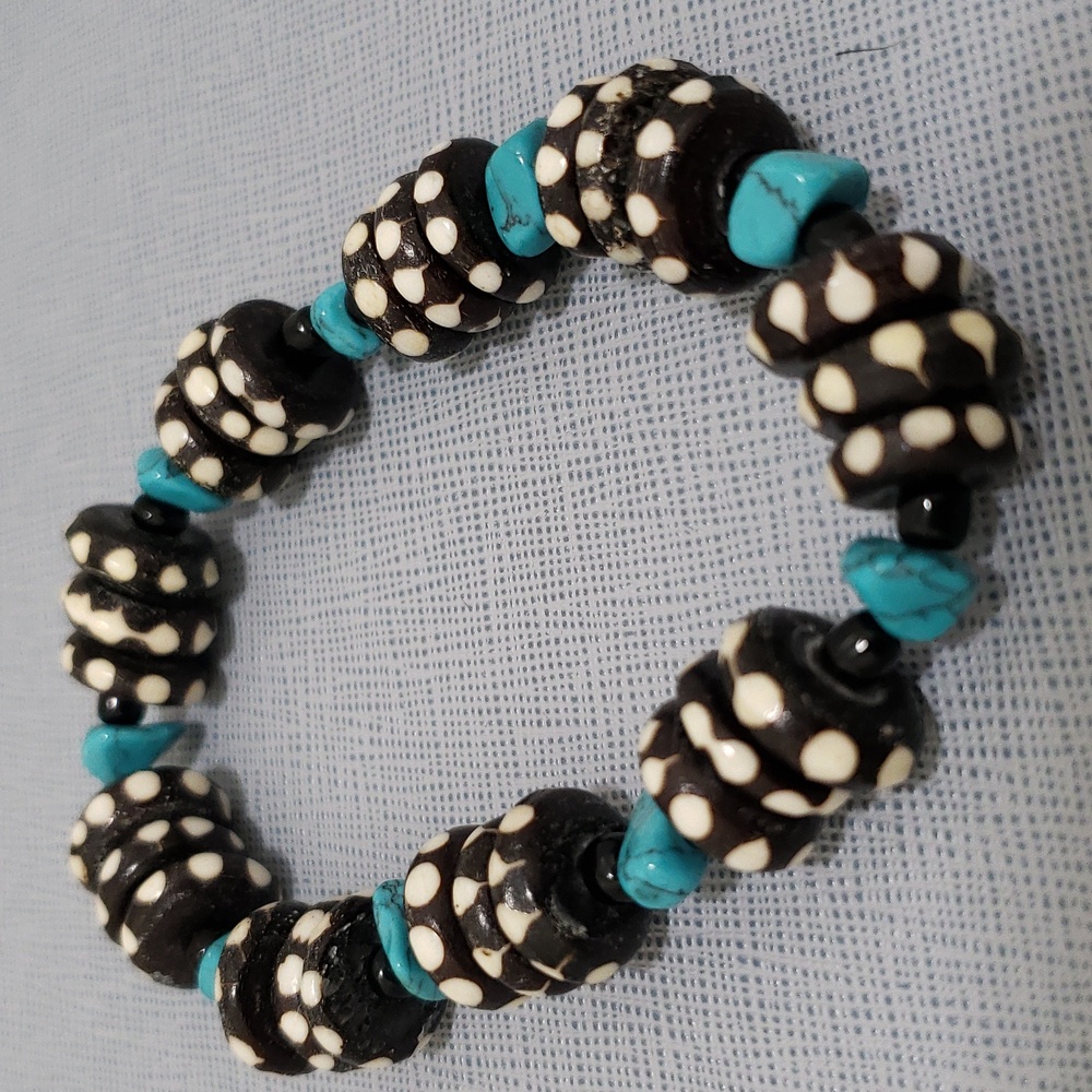 New Geniune Turquoise Nugget Stretch Unisex Bracelet